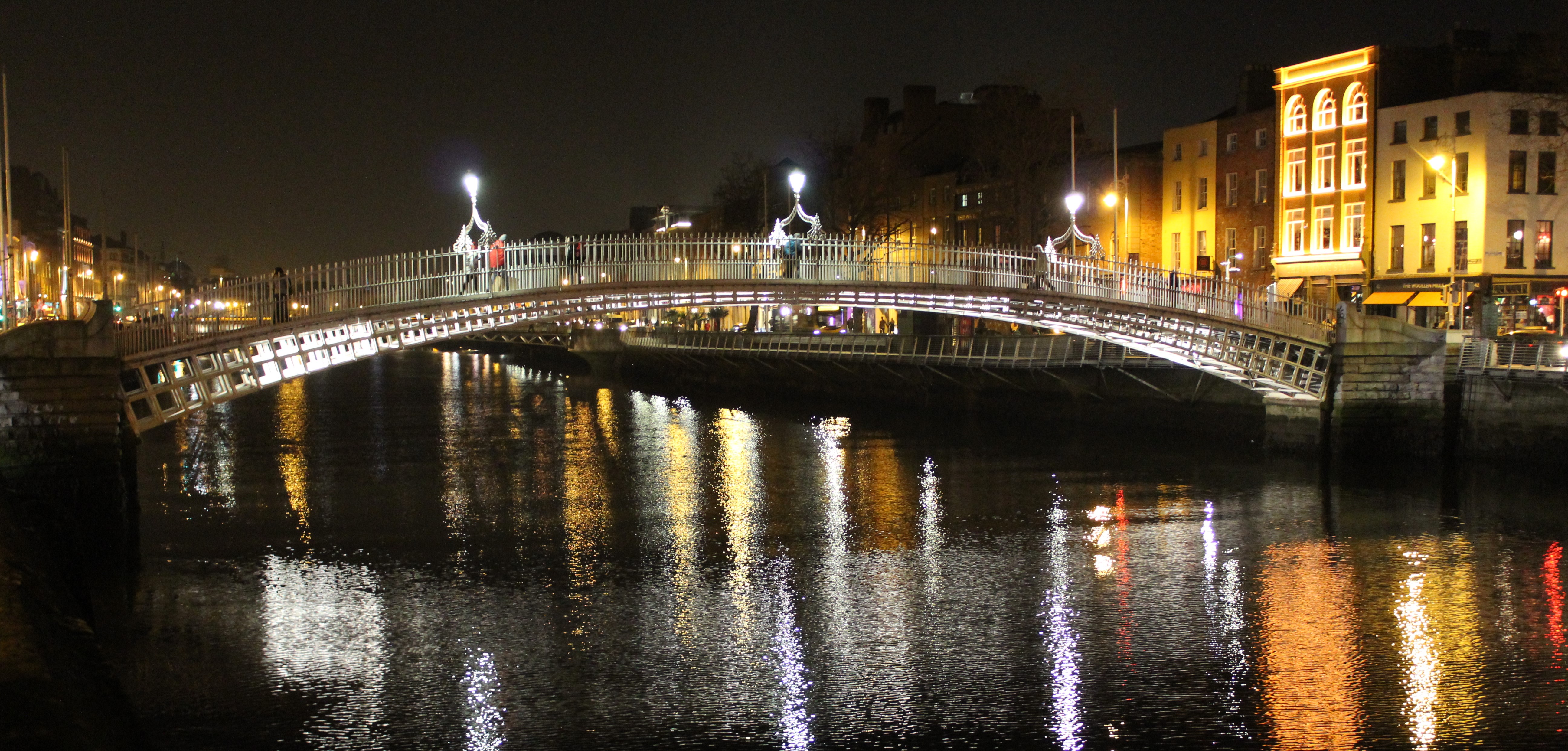 night in dublin bridge over river