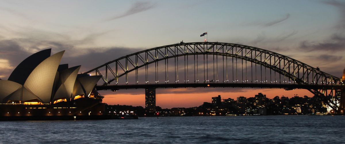 Bridgre across sydney harbor with opera house