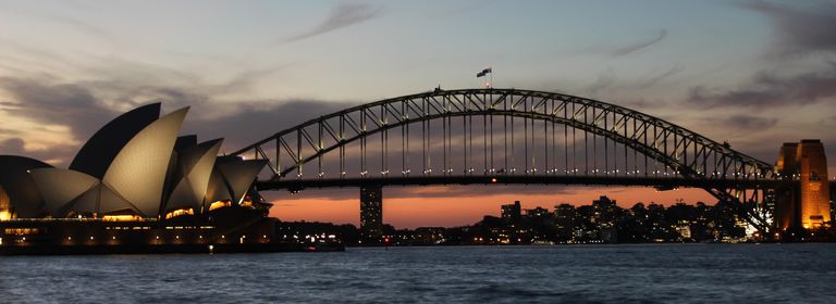 Bridgre across sydney harbor with opera house