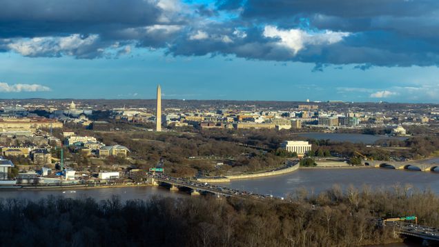Panoramic image of the Capitol of the United States Capitol, washington monument, lincoln memorial