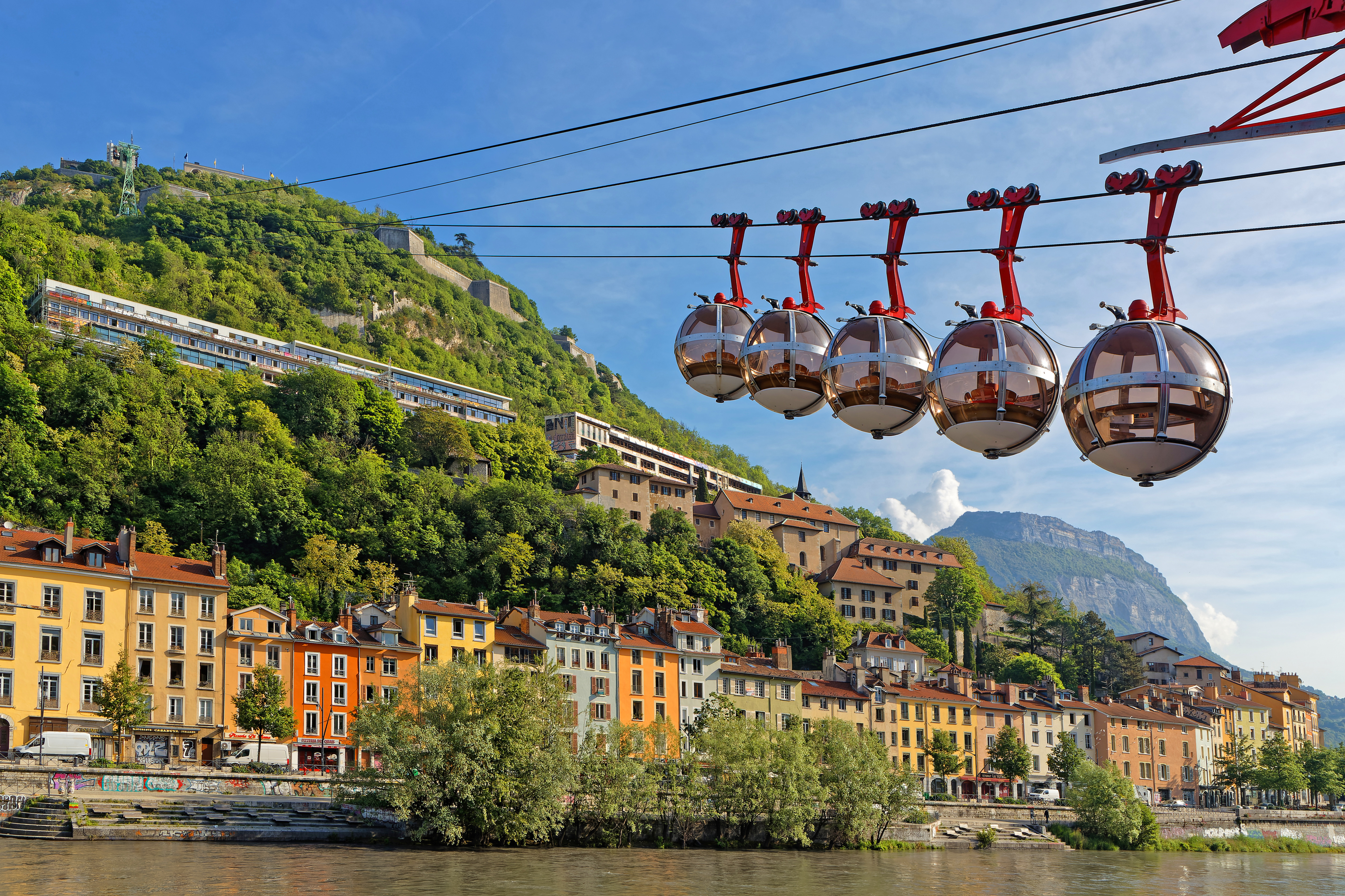 GRENOBLE, FRANCE La Bastille cable-car was the first urban cable-car, now transformed into "Les Bulles" (The Bubbles)