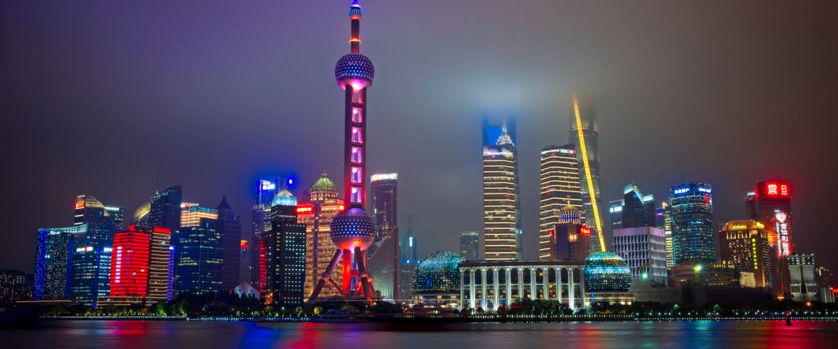 Pearl tower Pu Dong Shanghai China at night