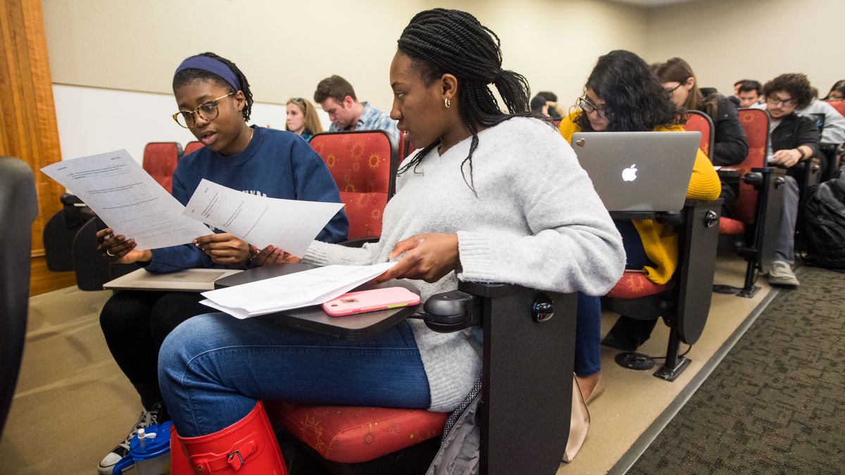 Boston University academic classroom students