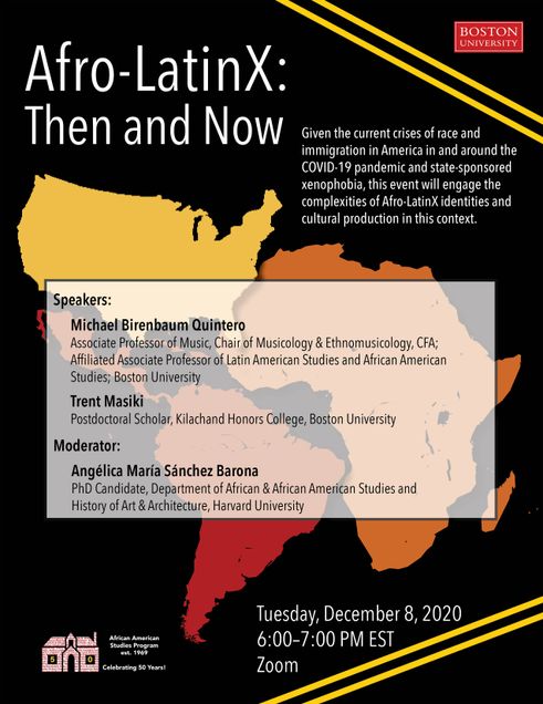 Poster for event, featuring clip art images of the United States, Latin American, & Africa.