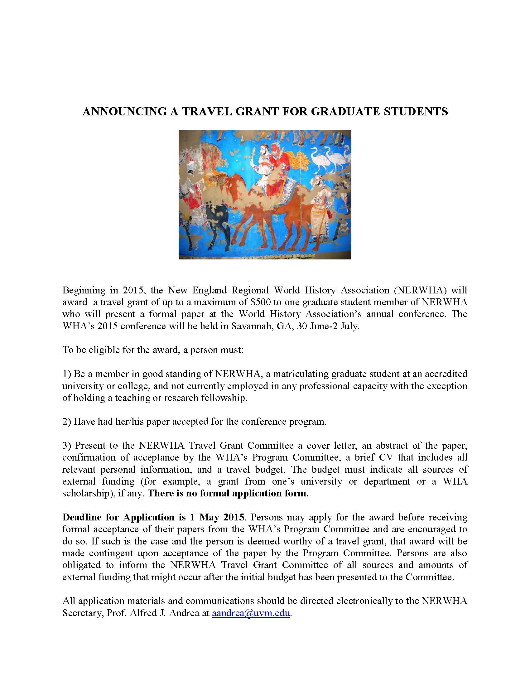 personal statement for travel grant