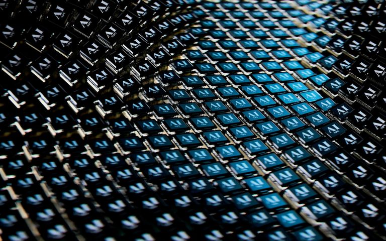 Abstract graphic made up of computer keys