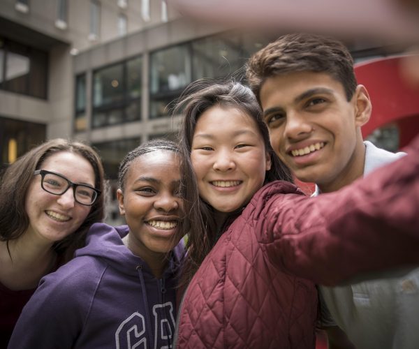 happy students taking a selfie