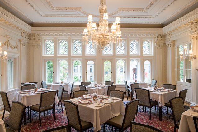 The restored Music Room provides an elegant setting for meals.