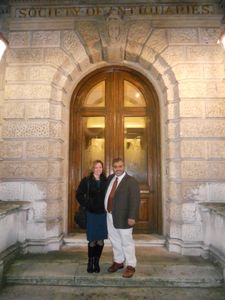 Bill and wife Jamie in front of the Society's London HQ, Burlington House.