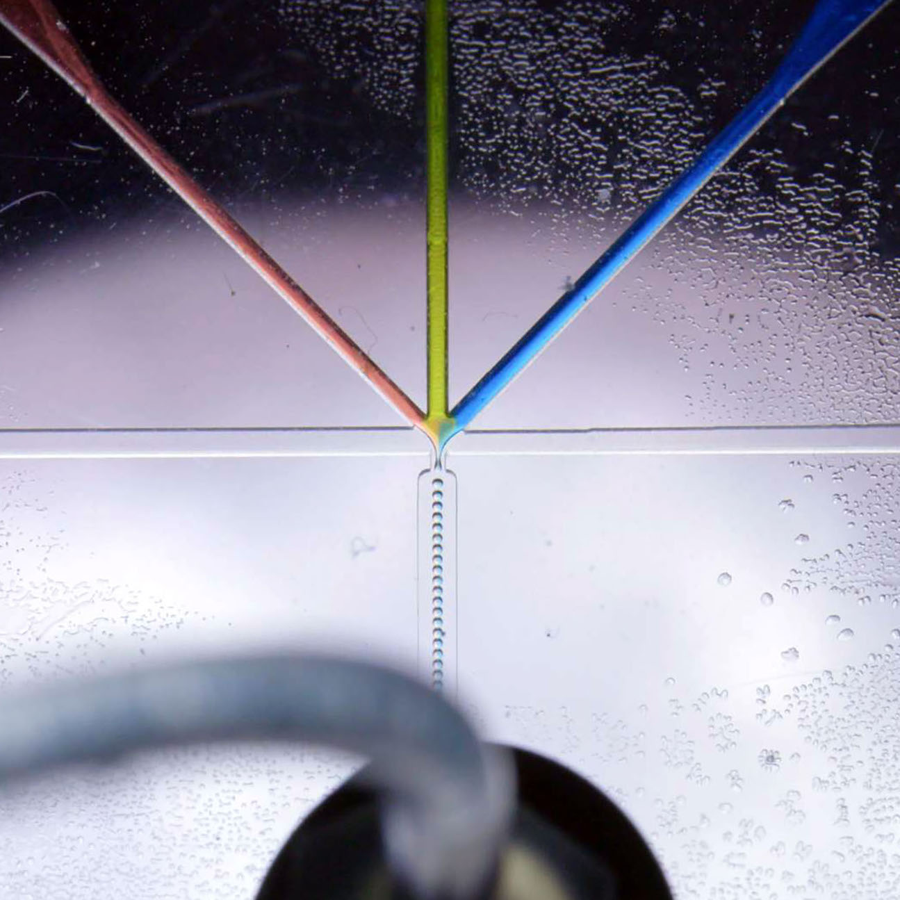 Photo of liquid infused microchips transporting liquid substance