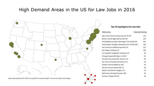 LAW_Areas with Greatest Demand for Law Jobs in 2016