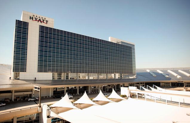 The Grand Hyatt Hotel at the Dallas-Fort Worth Hotel is integrated into Terminal D -- Photographer: Matt Nager/Bloomberg