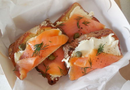 Salmon cream cheese and dill on gluten free toast (Olive Green’s Café in Sydney, Australia)