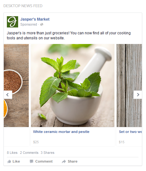 Facebook's Carousel ad option