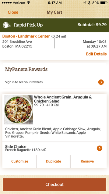 If I Pick Lunch Up In 10 Minutes And Eat In My Office Is It A Restaurant Meal?Photo Source: Panera Bread Mobile App Screenshot