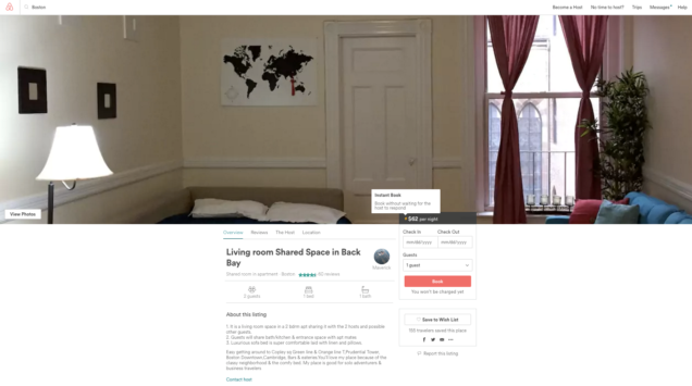 Exhibit 2: Shared Room listing in Boston