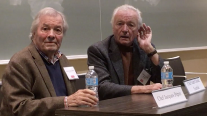 Chef Jacques Pépin and Chef Jean-Claude Szurdak at the School of Hospitality Administration at Boston University