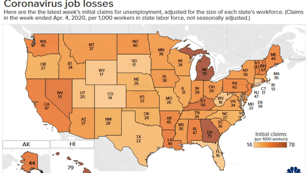 Coronavirus job losses map