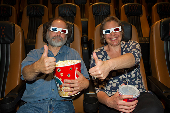 Two thumbs up! Biologist James Traniello, an expert in ant behavior, went to the theater with the author to see Ant-Man. Photo by Cydney Scott