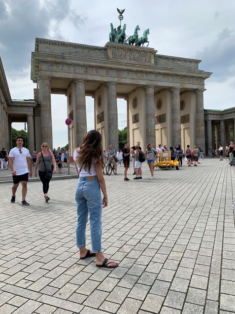 Alondra at the Brandenburg Gate in Berlin, Germany
