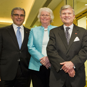 Shadi Daher, Provost Jean Morrison, Dean Jeffrey Hutter at Boston University Henry M. Goldman School of Dental Medicine 50th Anniversary Kick-off