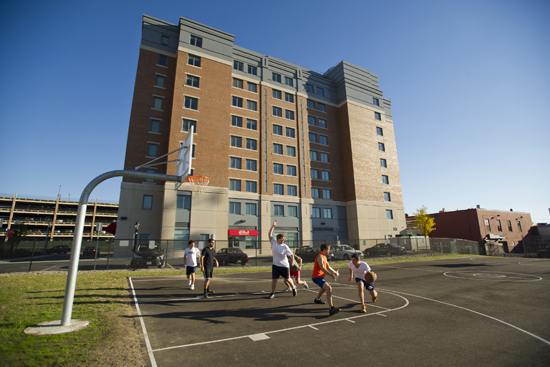 Boston University BU, School of Medicine BUSM, Albany Street medical student residence, Field of Dreams, basketball, gardening