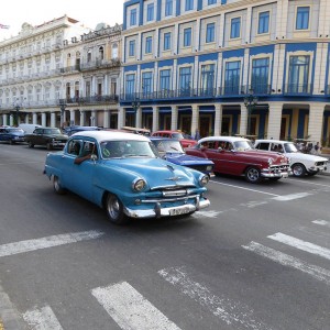 Street in Cuba with classic cars