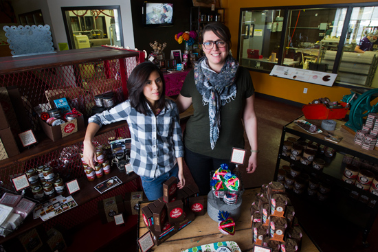 Lucia Austria (MET'14), left, runs production at Taza while Sydney Oland (MET'09) is a developer. Photos by Cydney Scott