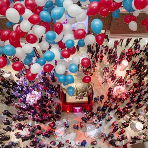 Celebration following the announcement of the Boston University Questrom School of Business