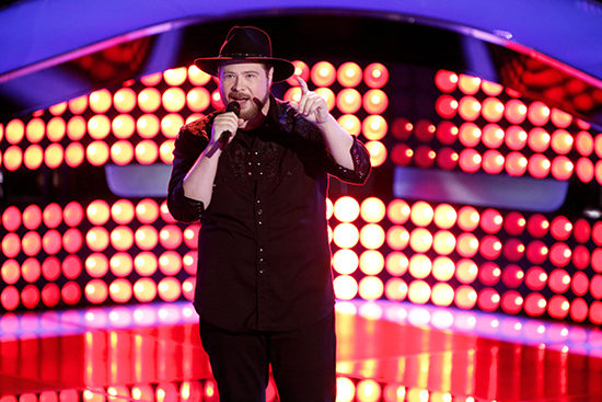 Jack Gregori sings “Ring of Fire” during the audition round of NBC’s <em>The Voice</em> on March 3. Photo by Tyler Golden/NBC