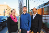 Lucy Hutyra, Conor Gately, and Ian Sue Wing, from the GRS department of earth and environment, developed a new way to measure CO2 emissions from cars. The new system, called DARTE, could help cities combat climate change. Photo by Michael D. Spencer