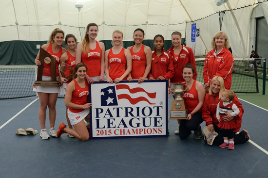 The Boston University women’s tennis team clinched the program’s 24th conference title and 15th NCAA berth by defeating Navy 4-0 on April 26. Photos by Phil Inglis