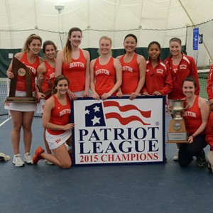 The Boston University women’s tennis team clinched the program’s 24th conference title and 15th NCAA berth by defeating Navy 4-0 on April 26. Photos by Phil Inglis