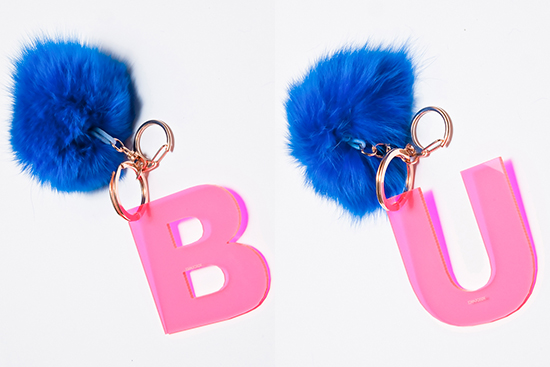 Keychains designed by Emma Johnson (CGS'17) come in 26 letters; most are currently sold out.