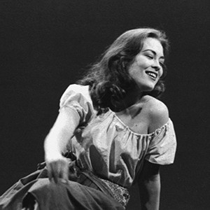 Faye Dunaway performs as a character in the stage production Yerma at Boston University Theatre, 1961