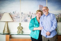 Carmela and Menachem Abraham at their home in Boston