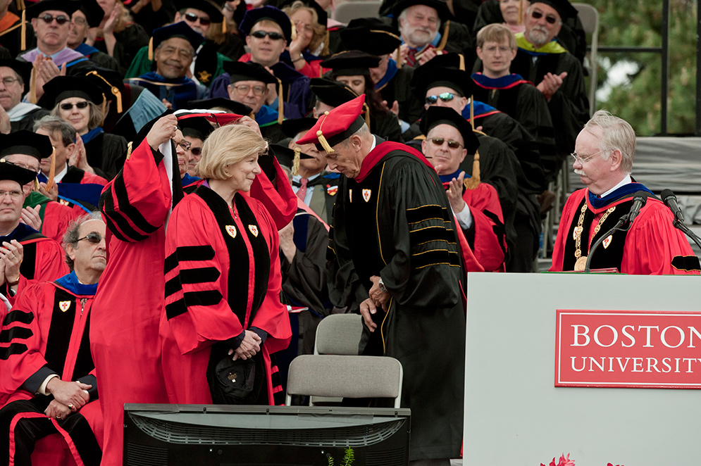 NPR broadcast journalist Nina Totenberg receives an honorary degree at the 2011 Boston University Commencement cermony