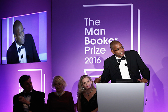 Author Paul Beatty receiving the Man Book Prize