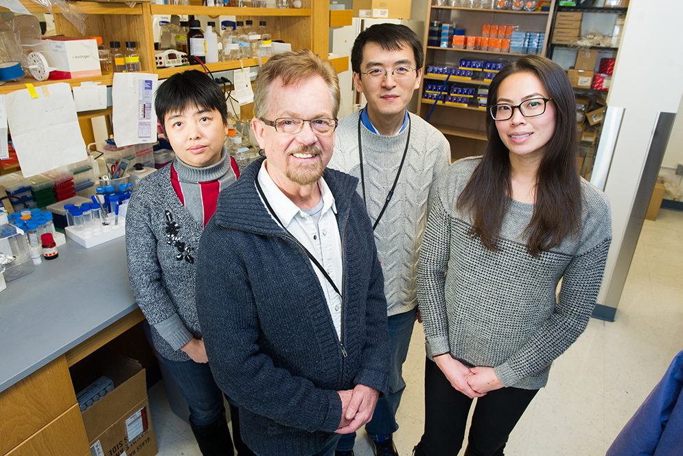 Stephen Farmer and his research team Hong Wang, Libin Liu, and Jean Lin