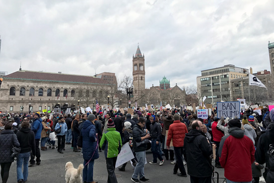 Protesters in Copley Square
