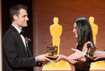 Brian McLean of LAIKA Films accepts a 2016 Oscar for Scientific and Technical achievement