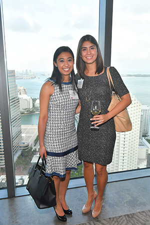 Kelyn Sas-Rodriguez (left) and Andrea Desosa grew up in different parts of Florida, met at BU, and became good friends. They now work in New York City and attended the Latin American Alumni Summit in Miami together.