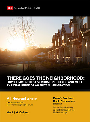 Poster for BU alum Ali Noorani (SPH’99) discussion
