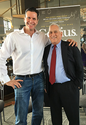 Sam Sokolow with Einstein biographer Walter Isaacson at a premiere lunch for Genius at the Rainbow Room in Manhattan.