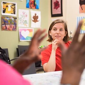 Clarinda Blais teaches philosophy at the Women's Lunch Place homeless shelter via the Free Philosophy Project program