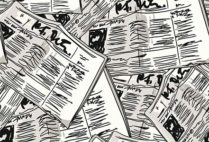 Graphic illustration of a pile of newspapers