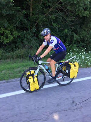 Mark Williams on bicycle