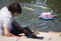 According to McDaniel, small swarms of robotic boats like these might one day be used to patrol US harbors and coastlines, searching for small underwater threats.