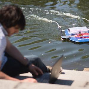 According to McDaniel, small swarms of robotic boats like these might one day be used to patrol US harbors and coastlines, searching for small underwater threats.