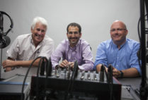 The SPH professors hosting the Free Associations podcast: are Donald Thea (from left), Matthew Fox, and Chris Gill. Photos by Nick Gooler, School of Public Health